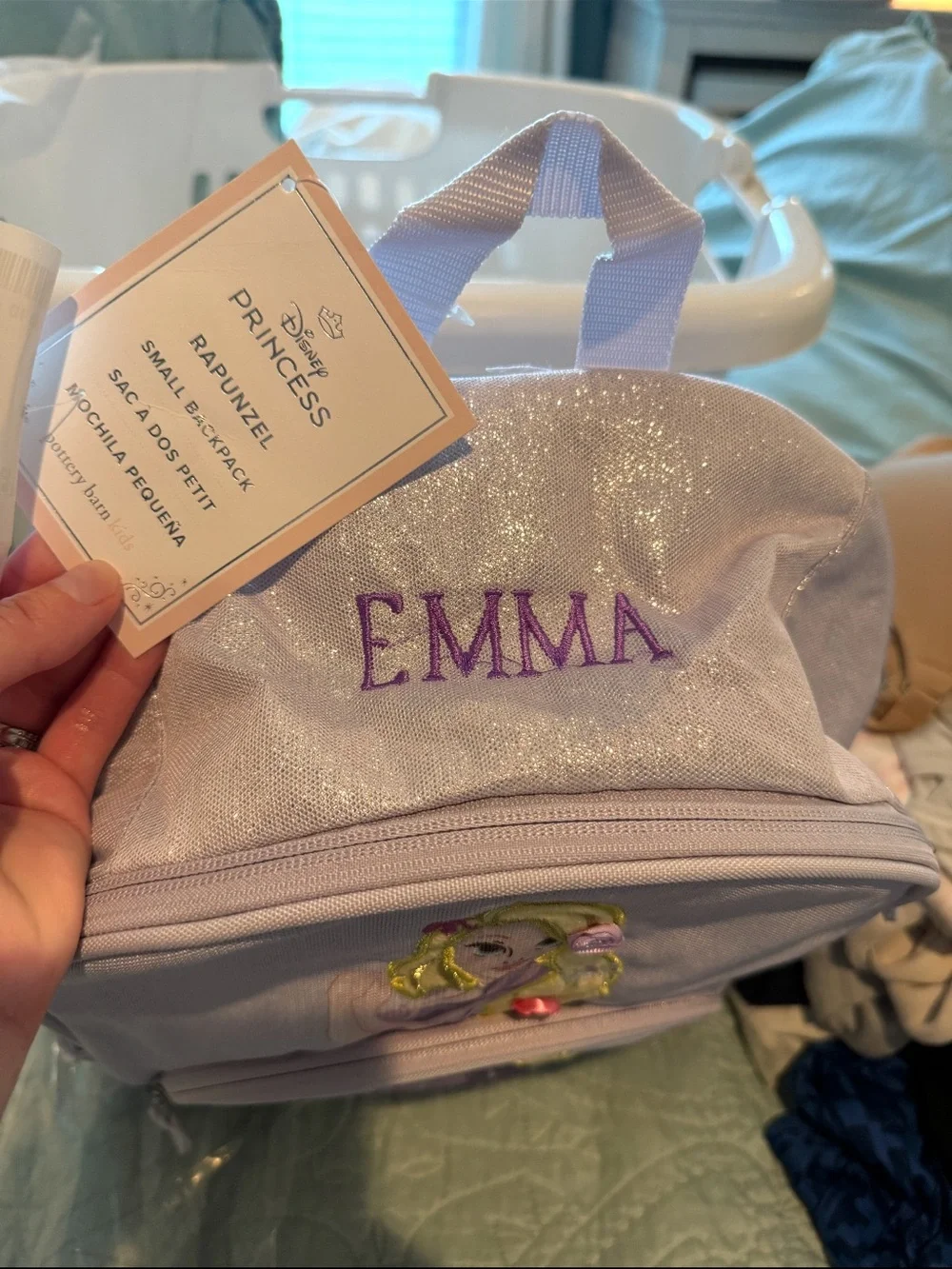Pottery Barn Kids Lavender Rapunzel Embroidered Backpack